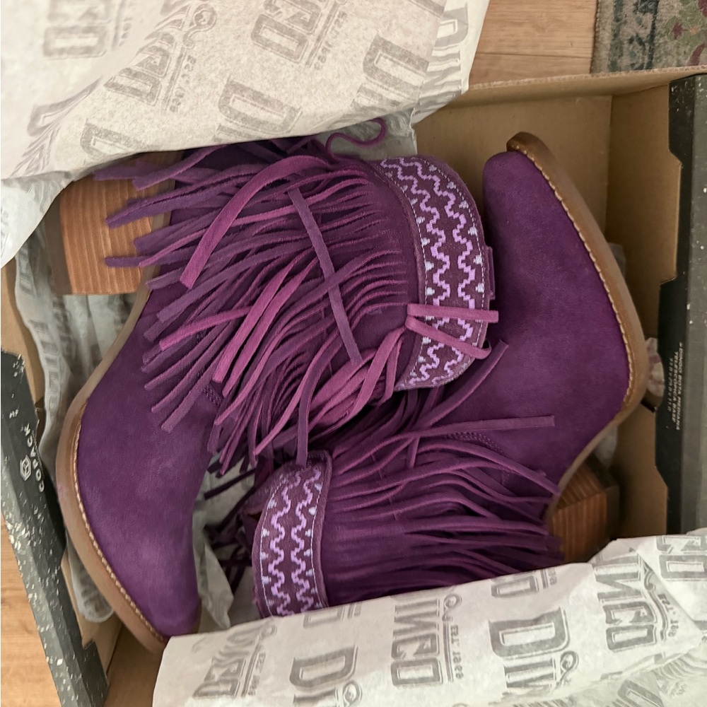 Dingo Purple Fringe Ankle Boots - Picture 4 of 6